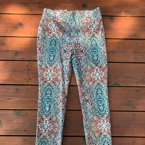Chicos Paisley Slim Ankle Pants, Size 00R